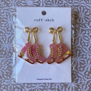 Pink and Gold Ice Skate Earrings